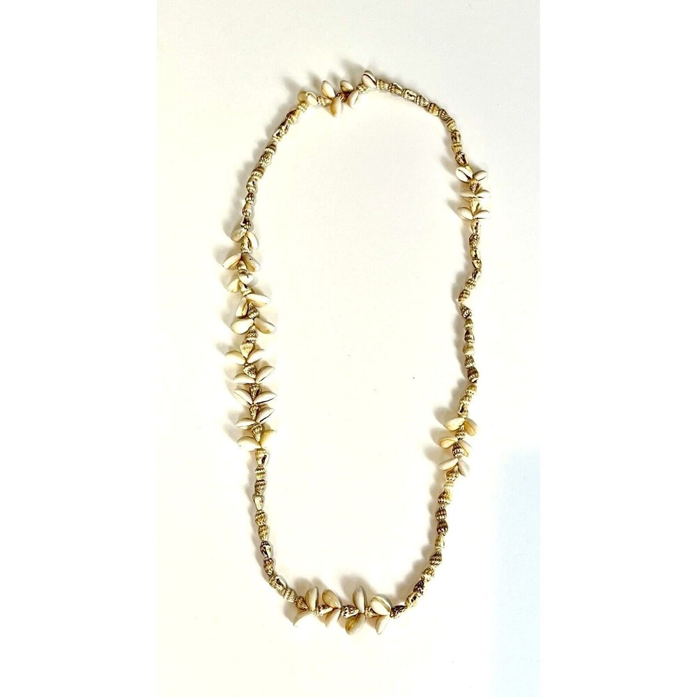 VSCO Vintage Skater Boho Hawaiian Beach Cowrie Lei Shell Necklace 34"
